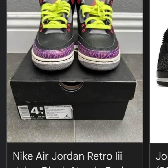 Jordan retro 3s Y6.5 “black atomic red” - Picture 2 of 10